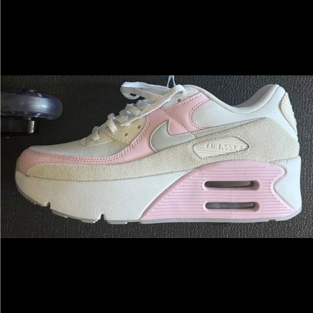 Nike Air Max 90 LV8 Platform Sneakers - Pink Wolf Grey White Womens